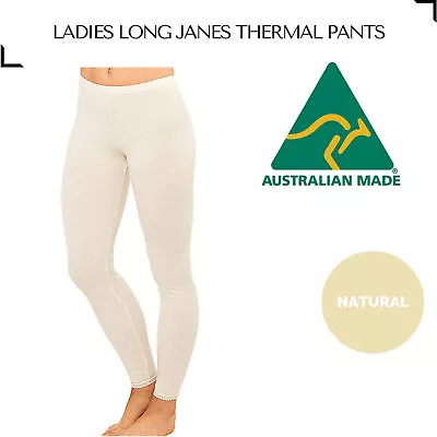 Ladies Merino Wool Blend Long John Janes Thermal Pants Underwear - Natural • $44