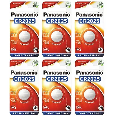 6 X Panasonic CR2025 Lithium Batteries 3V Coin Cell DL2025 2025 BR2025 • £6.27