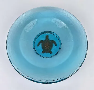 Fire & Light Recycled Glass 12.5  Ocean Turtle Bowl Copper Sparkle • $12000