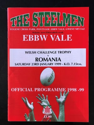 £7.99 • Buy 11699 - Romania 1999 Tour V Ebbw Vale Rugby Programme 23/01 23rd January Jan