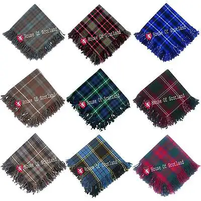 Scottish Highland Kilt Fly Plaids 48''x 48'Various Tartans Purled Fringe Acrylic • £24.99