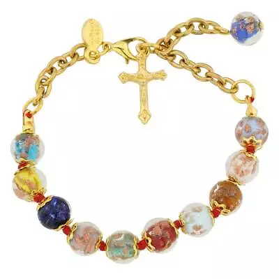 Glass Of Venice Murano Glass Rosary Bracelet Italian Sommerso Beads Multicolor - • $49.95