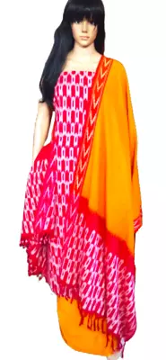 Indian Pochampally IKKAT Cotton Handloom Salwar Kameez Ethnic Dress Material-3Pc • $82.48