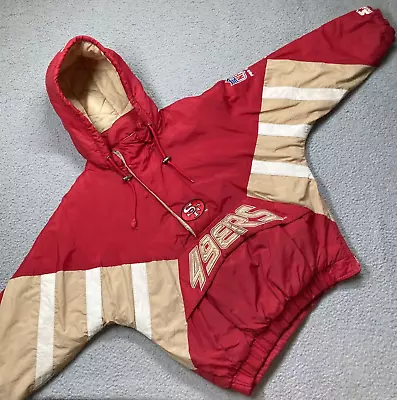 Vintage 90s Starter San Francisco 49ers M Pro Line Jacket Hoodie Windbreaker NFL • $174.99
