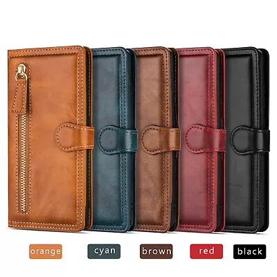 Cell Phone Case Vintage Zipper Flip Leather Wallet Credit Bank Card Holder Cover • $12.99