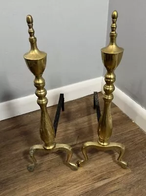 Vintage Regency Style Brass Puritan Andirons Fireplace 19th Century • $99