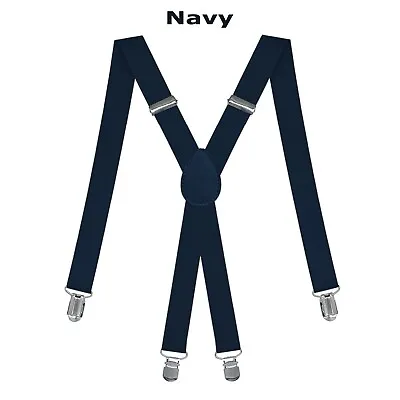 Mens Braces Suspenders Black X Back Heavy Duty Biker Snowboard Trousers • $5.95