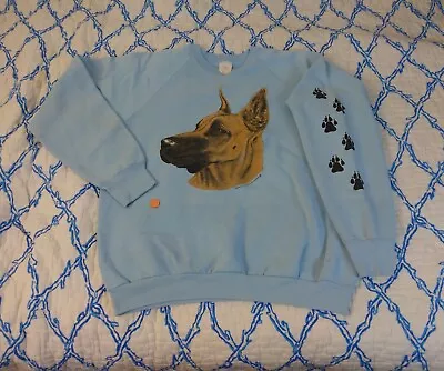 VINTAGE 90s  Great Dane Dog Graphic  Sweatshirt Size M USA Made Stains On It. • $49