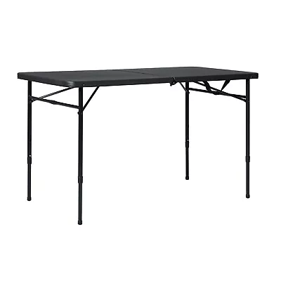 4 Foot Fold-in-Half Adjustable Folding Table Rich Black • $28.99