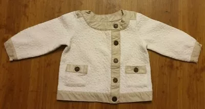 £4.59 • Buy Baby Girl 12 Months Cream With Contrast Leather Detail Lightweight Jacket/cardi