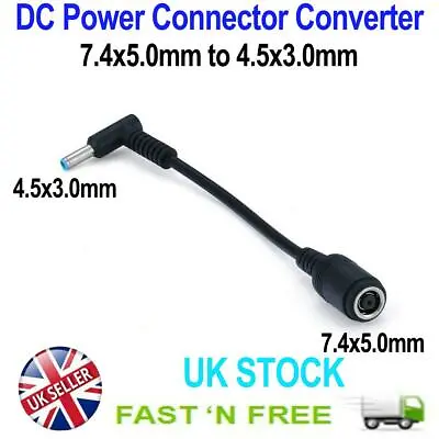 DC Power Charger Converter Adapter Cable For HP Dell Laptop 7.4x5mm To 4.5x3.0mm • £3.45