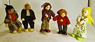 Lot Of 5 Melissa & Doug Poseable Wood Dolls Family Dollhouse Plan Dolls Toys • $14.95