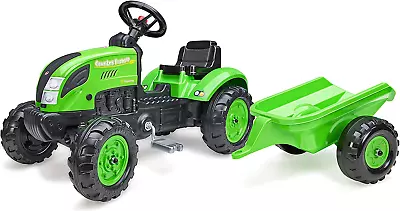 Falk 2057L Country Farmer Trailer-Green Outdoor Ride-on Pedal Tractor For Kids • £104.69