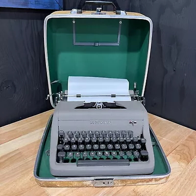 Royal Senior Companion Portable Typewriter W/Hard Tweed Case Vintage 50's • $80