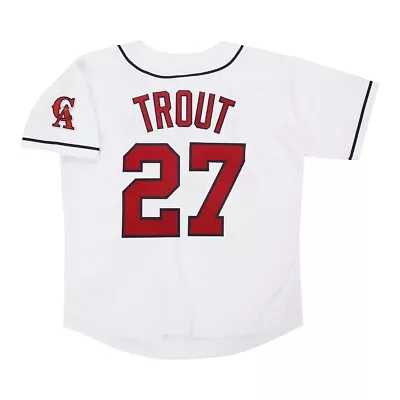Mike Trout California Angels Men's Home White Throwback Jersey W/ Team Patch • $119.99