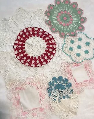 Lovely Lot Of 7 Vintage Handmade Doilies Beautiful Condition Assorted SZ Crafts • $26