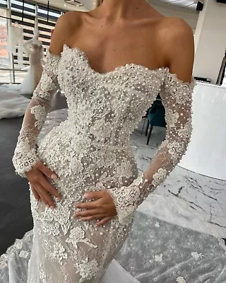Mermaid Wedding Dresses Sexy Sweetheart Beads Appliques Lace Bridal Gowns • $582.88