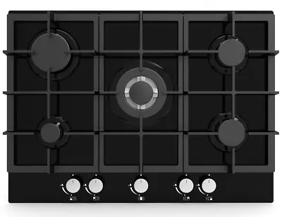 £199.99 • Buy Cata ART28939 70cm Gas On Glass Hob Black With Cast Iron Pan Stands & Wok Burner