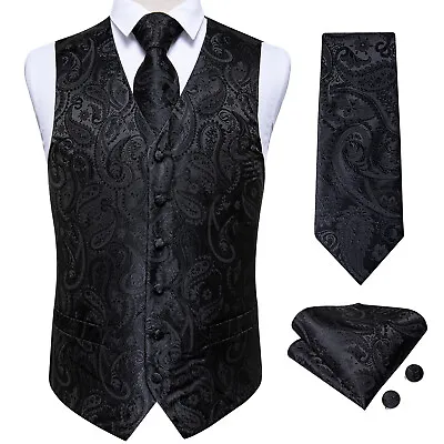 NEW Men's Paisley Design Dress Vest And Neck Tie Hankie Set For Suit Or Tuxedo • $23.99