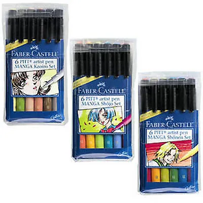 Faber Castell Pitt Artist Pen - 3 X 6 Pen Wallets MANGA • £28.99