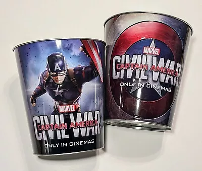 Marvel Captain America Civil War 2 Metal Theatre Popcorn Tin Buckets Avengers • $20