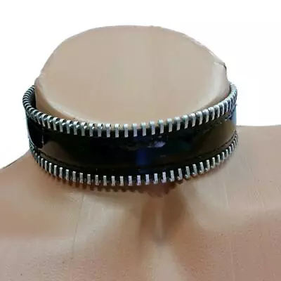 Vinyl Choker Zipper Trim Buckle Closure Adjustable Collar 1-1/8  Wide V9078 • $16.14