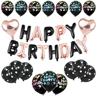 LARGE SELF INFLATING BANNER ROSE GOLD BIRTHDAY 16TH 18TH 25TH Age Theme Balloons • £2.99