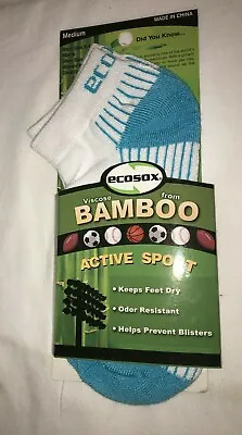 ECOSOX Viscose Bamboo Turquoise White Active Sport Socks Womens Shoe 4-10 NIP! • $11.88