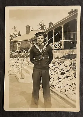 FOUND VINTAGE PHOTO PICTURE Sailor Posing For Portrait • $4.97