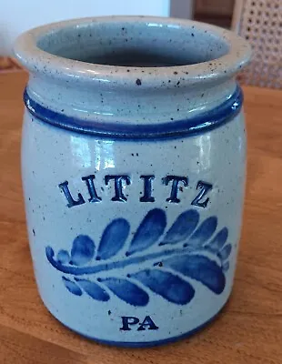 Salt-glazed 6  Signed Crock Pottery Lititz PA Pennsylvania  • $125