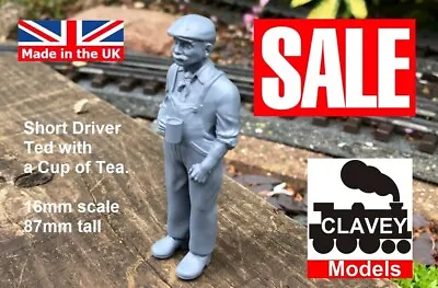 16mm Short Driver Ted Garden Railway People SM32 1:19 87mm High Grey Figure SALE • £5