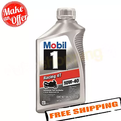 Mobil 1 124245 Racing 4T 10W-40 Motor Oil 1 Quart - Case Of 6 • $104.57