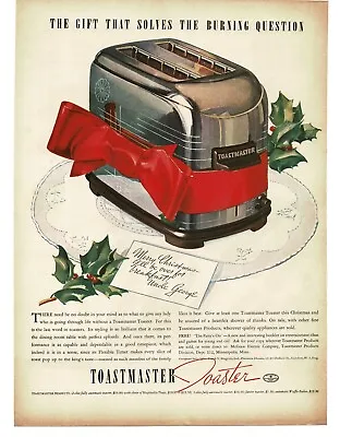 1937 Toastmaster Toaster Christmas Gift Holly  Vintage Print Ad • $8.95