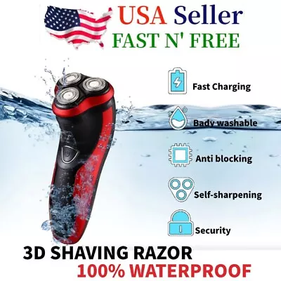 Men's Razor Rotary Waterproof Electric Shaver Pop-Up Trimmer Wet Dry Cordless US • $15.98