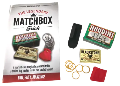 MATCH BOX MAGIC TRICK Houdini Appearing Coin In Boxes & Bag Pocket Beginner Set • $11.99