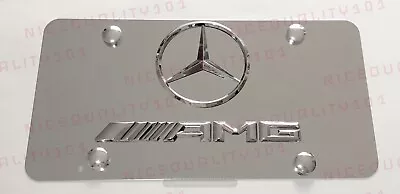 3D Mercedes Benz AMG Front Stainless Steel Finished License Plate Frame Holder • $38.99