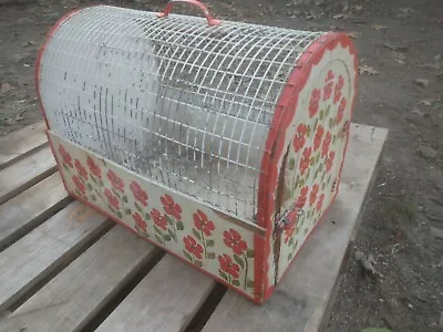 £83.39 • Buy VINTAGE   PET CARRIER FOR SMALL ANIMALS Cat Dog Rabbit Bunny Cage Folk Art