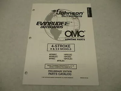 438985 OMC Evinrude Johnson 8-9.9 HP 4-Stroke Outboard Parts Catalog 1998 Prelim • $21.95