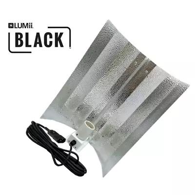 CFL HPS MH Reflector LUMII BLACK Euro Barn Hood Shade E40 Fitting 5m Lead • £17.95