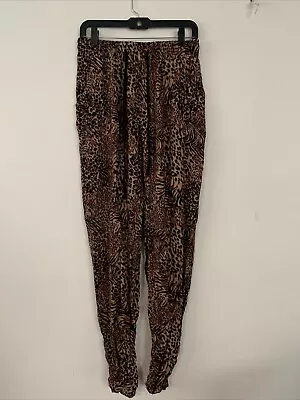 Ashley Stewart Animal Print Trousers 100% Rayon Sz 12  Colors Black/Brown/ Oran • $11