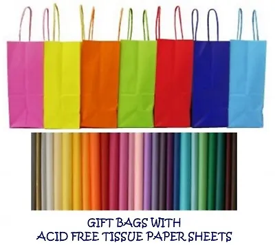 £0.99 • Buy PARTY GIFT BAGS X 5 - WITH TISSUE PAPER - BIRTHDAY ~ WEDDINGS ~ CHRISTENINGS