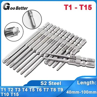 T1-T15 Torx Screwdriver Bit 4mm Round Shank Magnetic Impact Driver Drill Bits • $3.73