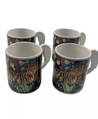 Four 4 Rain Forest By Vitromaster COFFEE Cups Mugs 12 Oz Animals Jungle 1993 • $19.94