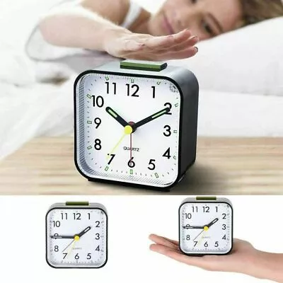 $18.78 • Buy Quartz Alarm Clock With Night Light No Tick Snooze Silent Small Bedside Clocks