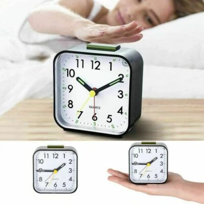 Quartz Alarm Clock With Night Light No Tick Snooze Silent Small Bedside Clocks • $18.78