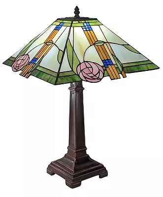 55cm Tiffany Style Table Lamp Mackintosh Deco Glass Shade 35.5cm Free Light Bulb • £148