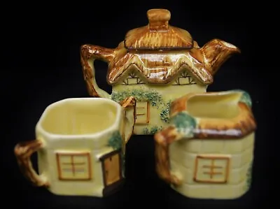 SET OF 3 KEELE STREET POTTERY Cottage Ware Mini Tea Set ENGLAND • $18.95