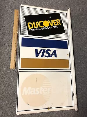 Vintage * Discover * Master Card *  Visa * Two Sided  Flange Sign 16” X 31 1/2” • $49