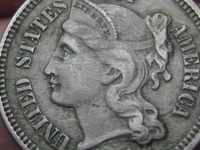 $11.64 • Buy 1866 Three 3 Cent Nickel 3CN- VF Details, Rim Cud