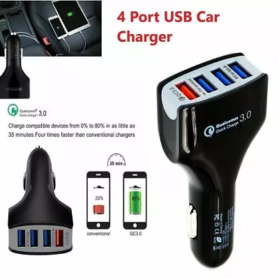 Universal 4USB Multi Port Fast Car Charger Socket Quick Charging Fast QC3.0 12V • $12.79